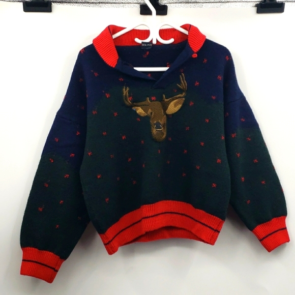 Gant Sweaters - Vintage 1980's GANT Made in Italy cropped top style size large100% Wool Reindeer